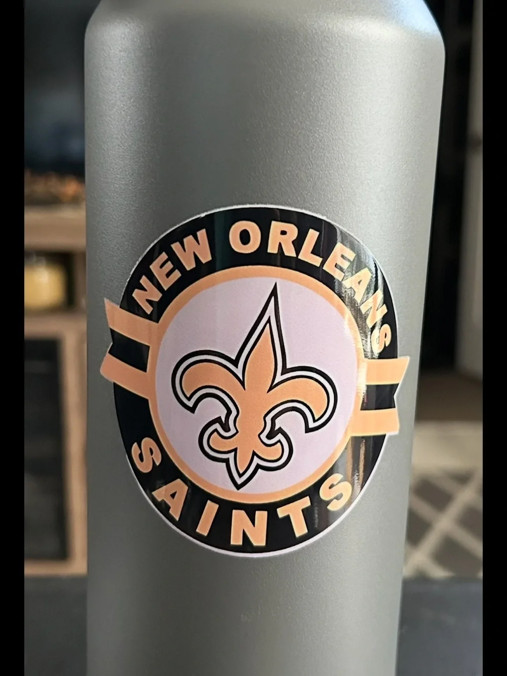 New Orleans Saints Stainless Bottle with Team Logo - Gray/Gold/Black